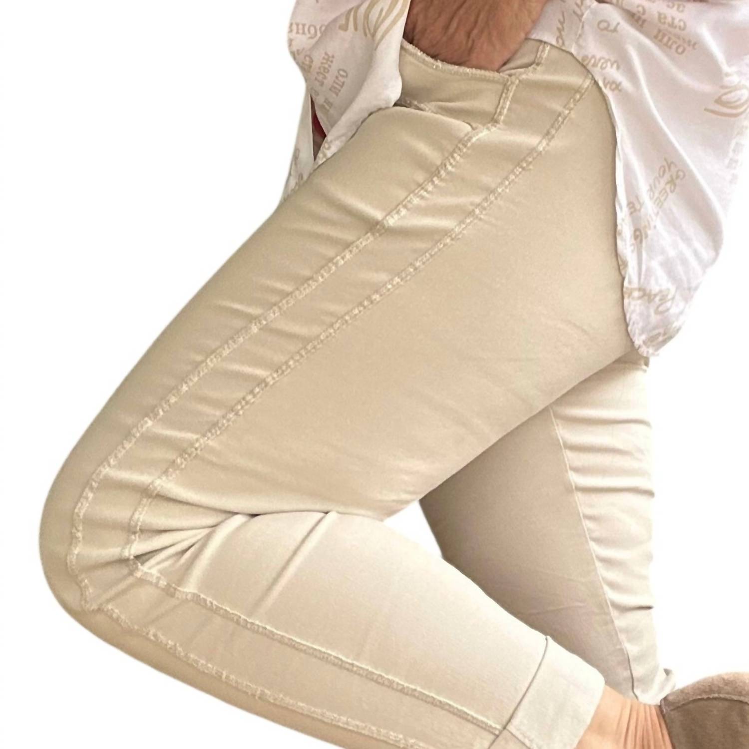 Made In Italy - Italian Magic Pants With Subtle Glam Side Panel
