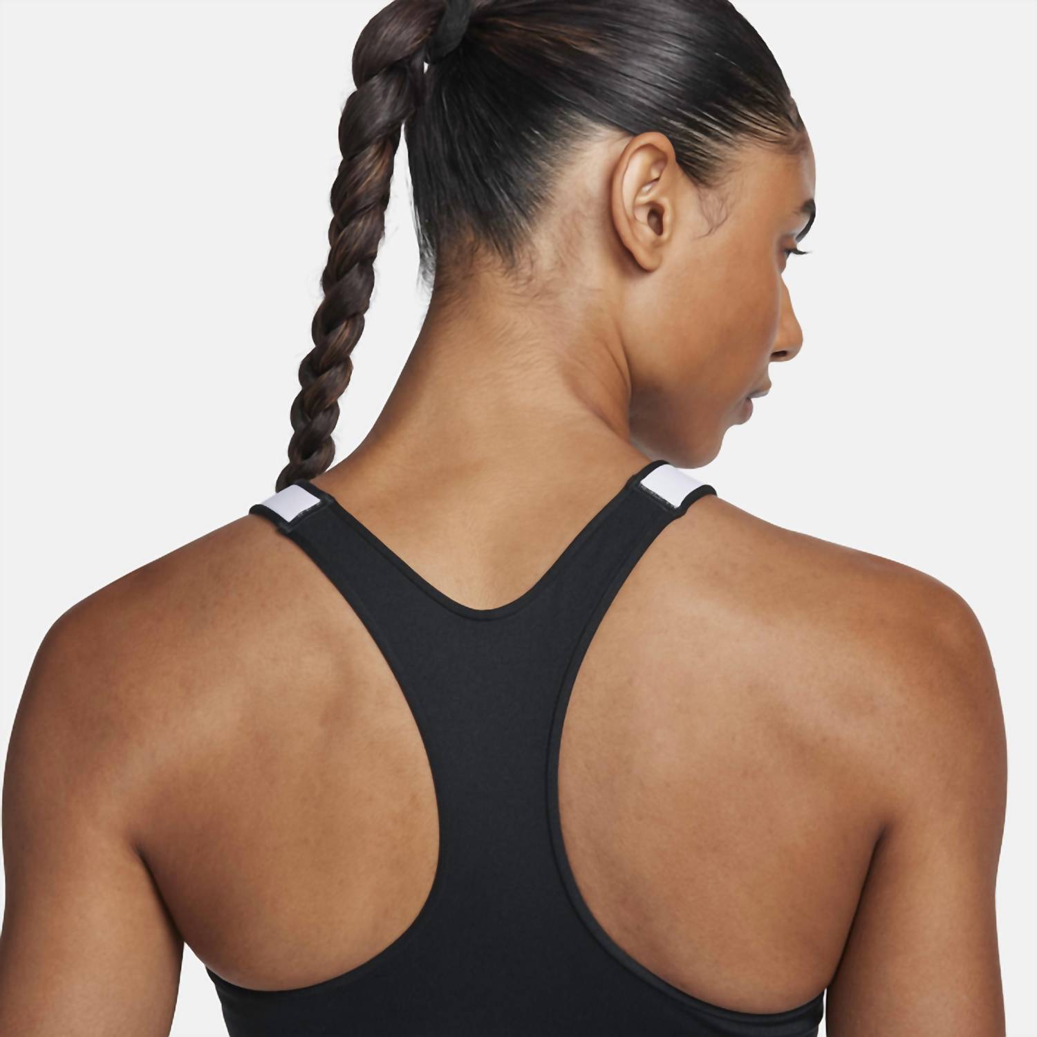 NIKE Women's High Neck Medium Support Sports Bra in black white - women's intimate - alternate view