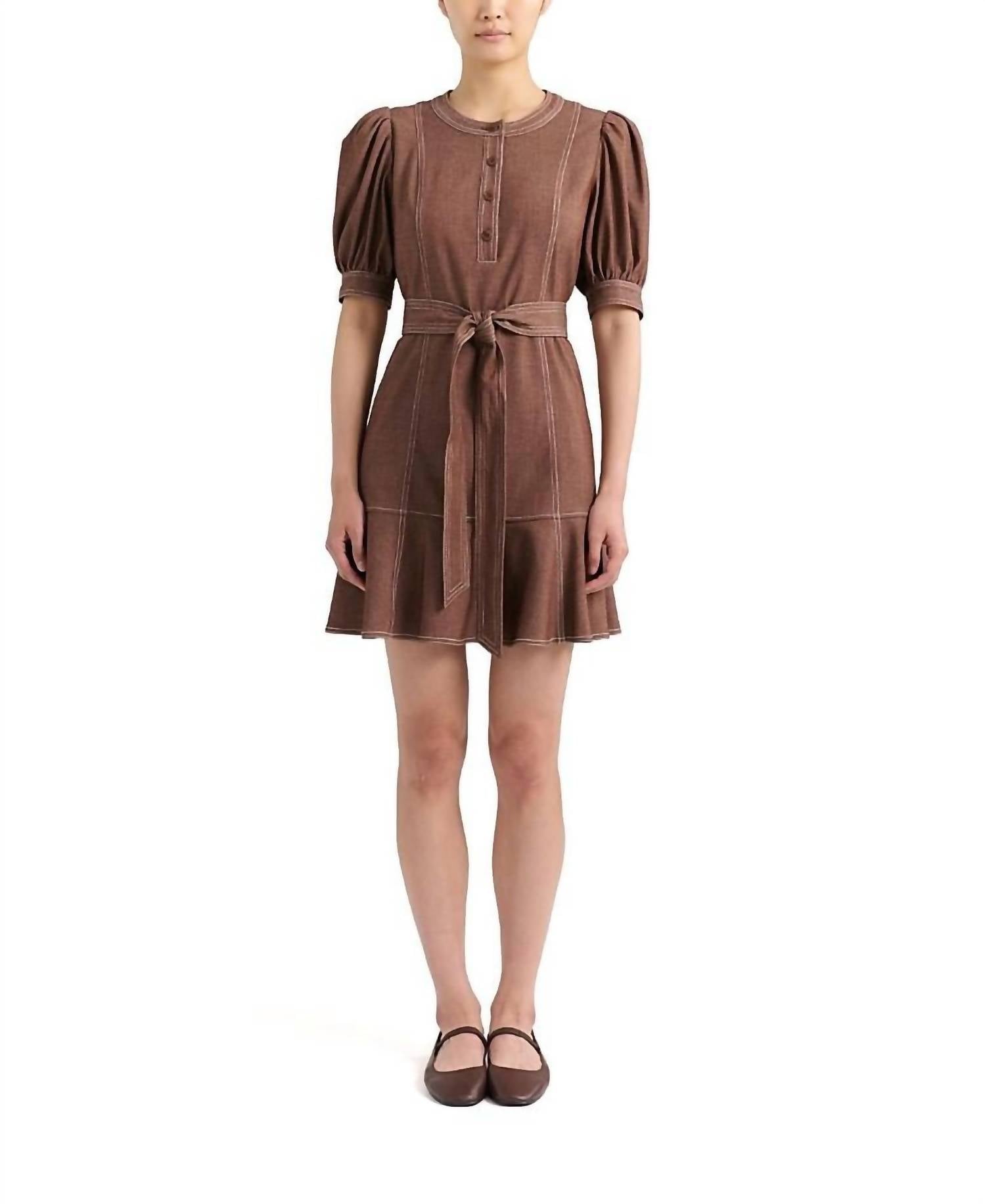 Cartolina Nantucket Bonnie Mini Dress in mocha - women's dress