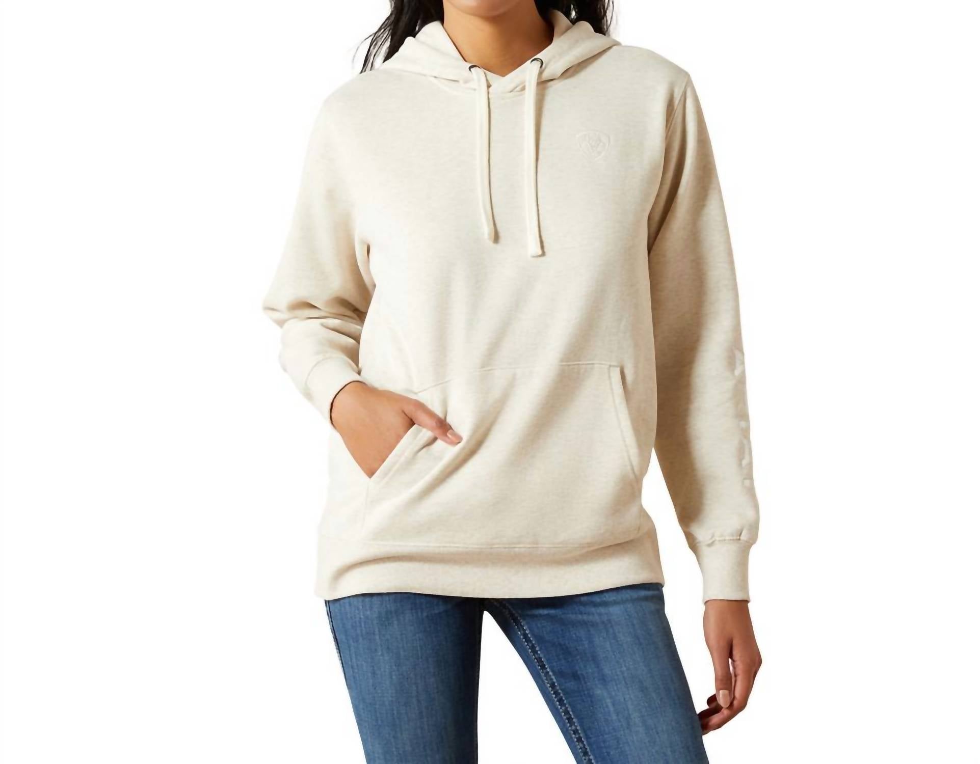 ARIAT Women's Logo Hoodie in oatmeal - women's top