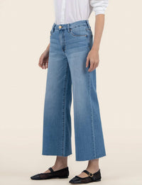 KUT FROM THE KLOTH Meg High Rise Wide Leg Raw Hem Jeans in deference light base wash - women's jeans - alternate view