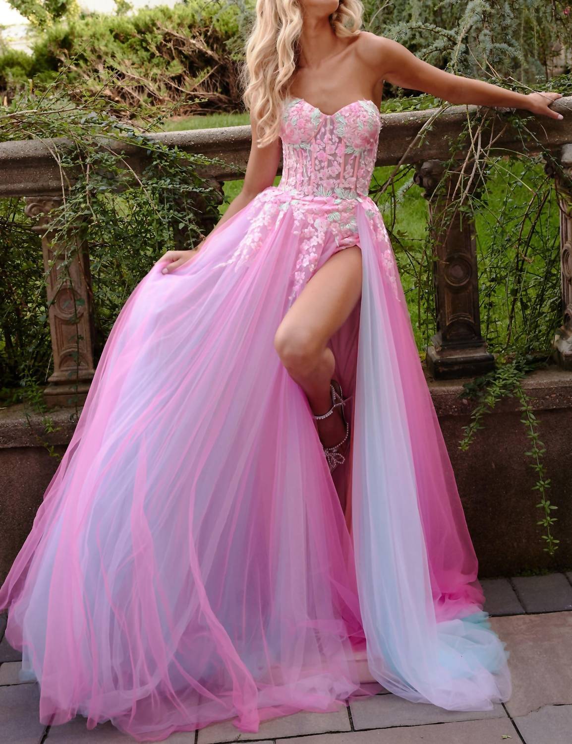 Jovani - Strapless Embellished A Line Gown