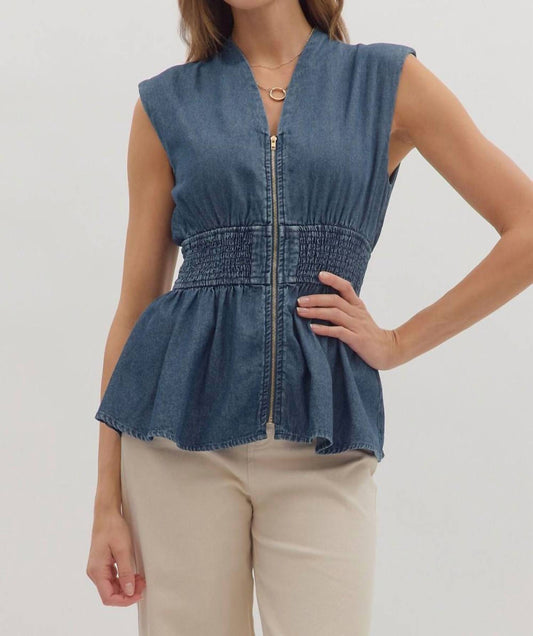 Entro - Wide Smocked Peplum Top