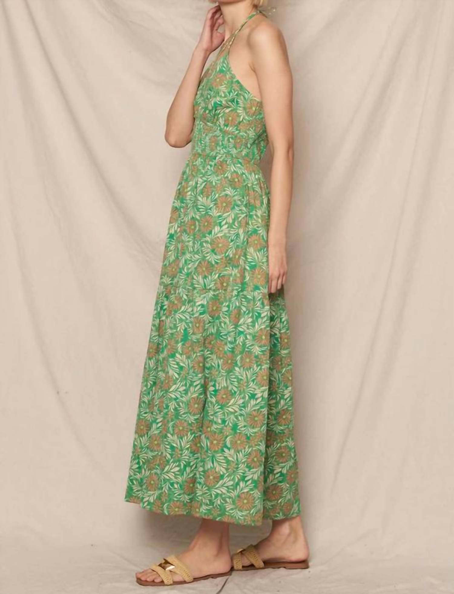 En Creme - Floral Print Halter Dress