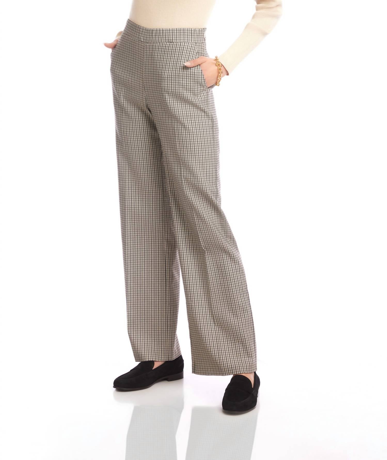 Karen Kane - Plaid Straight Leg Trousers