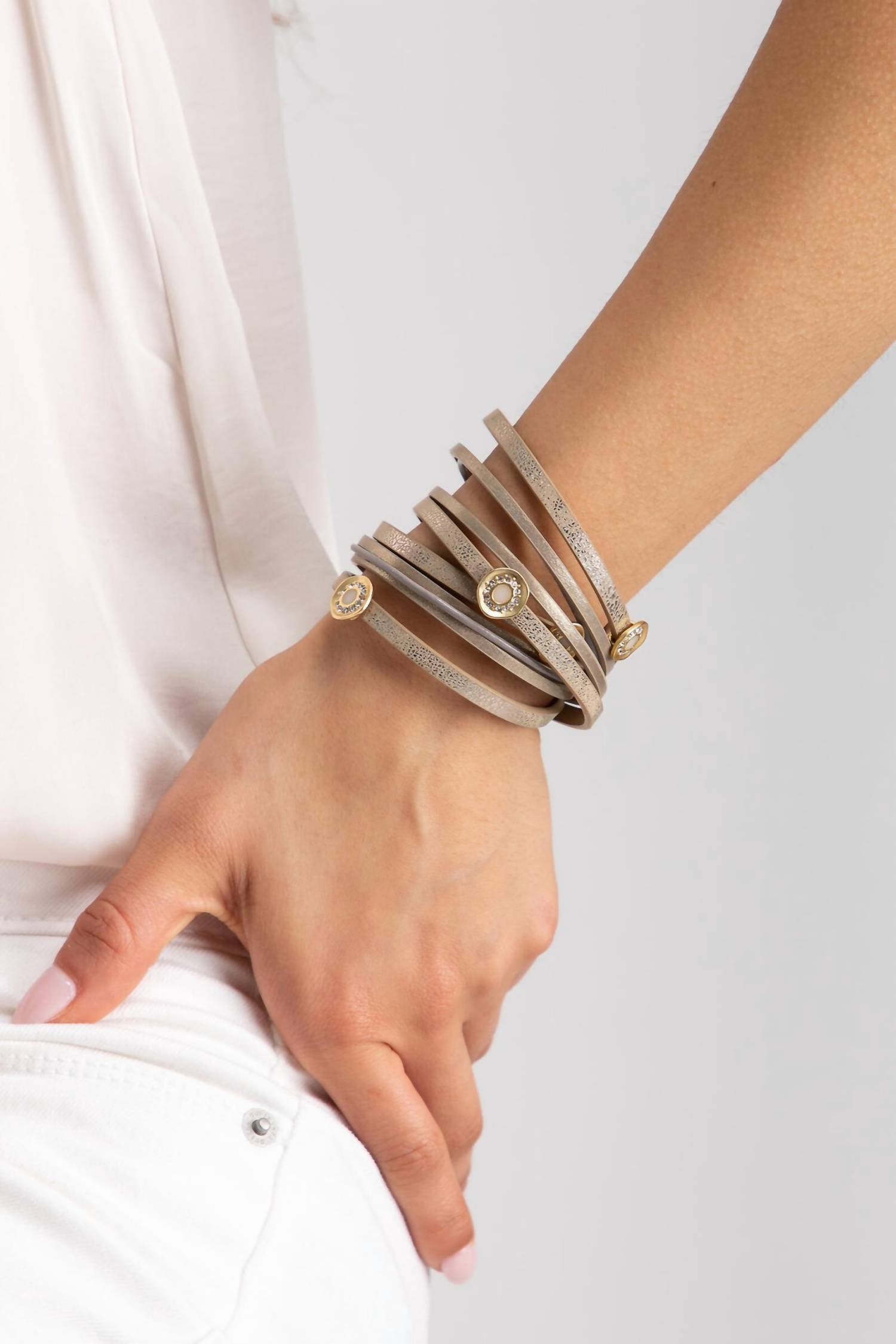 Saachi - Women's Little Rock Multi Strand Leather Bracelet