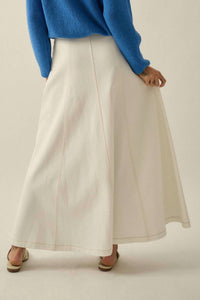 Promesa - Twill Denim Paneled A-line Maxi Skirt