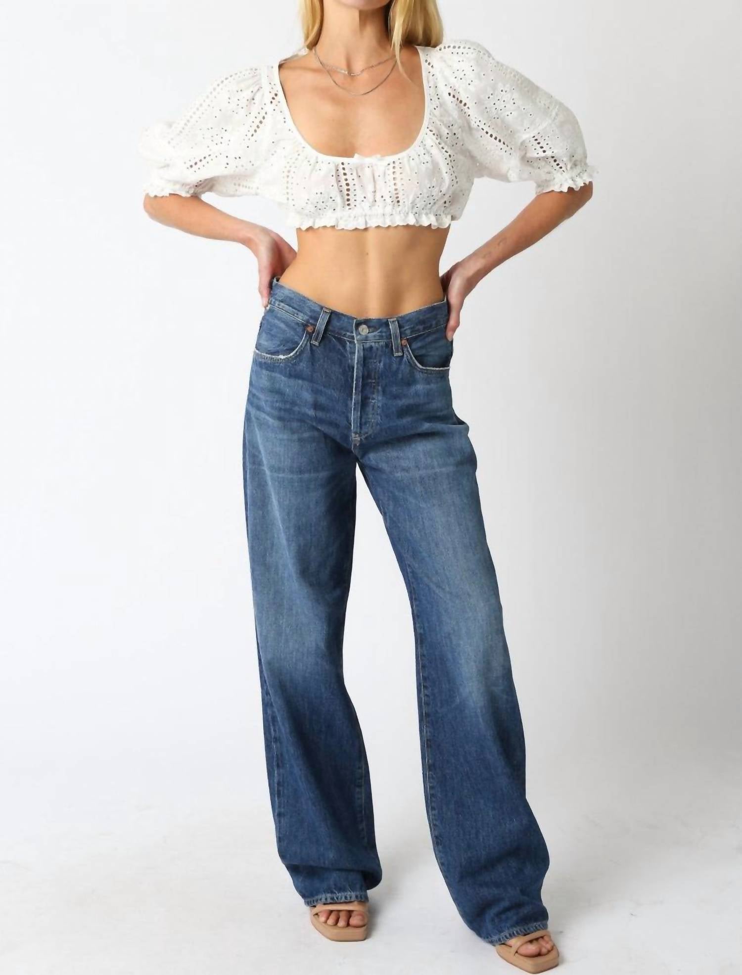 Olivaceous - Raea Eyelet Crop Top