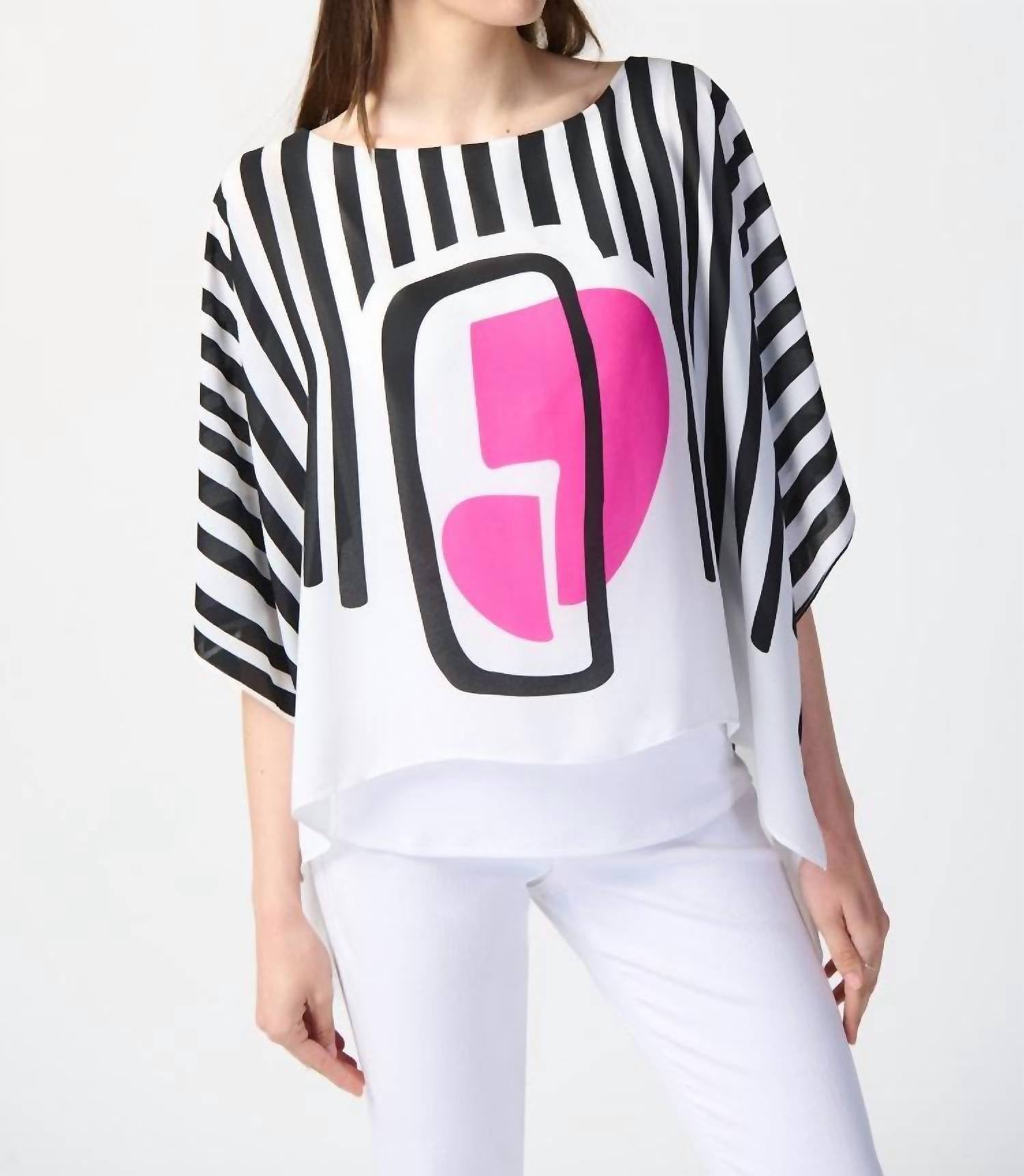 Joseph Ribkoff Adeline Abstract Print Georgette Poncho Top in multi - women's sweater