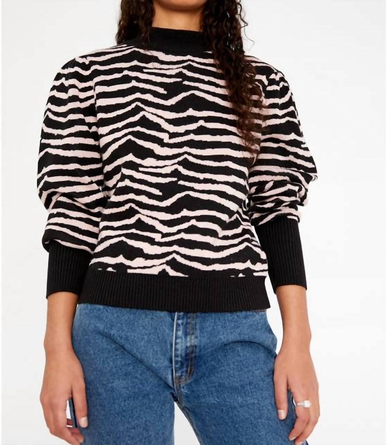 Wild Pony - Zebra Print Intarsia-Knit Sweater