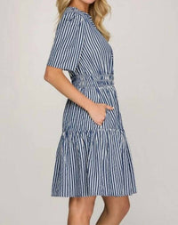 She + Sky - Striped Woven Dress