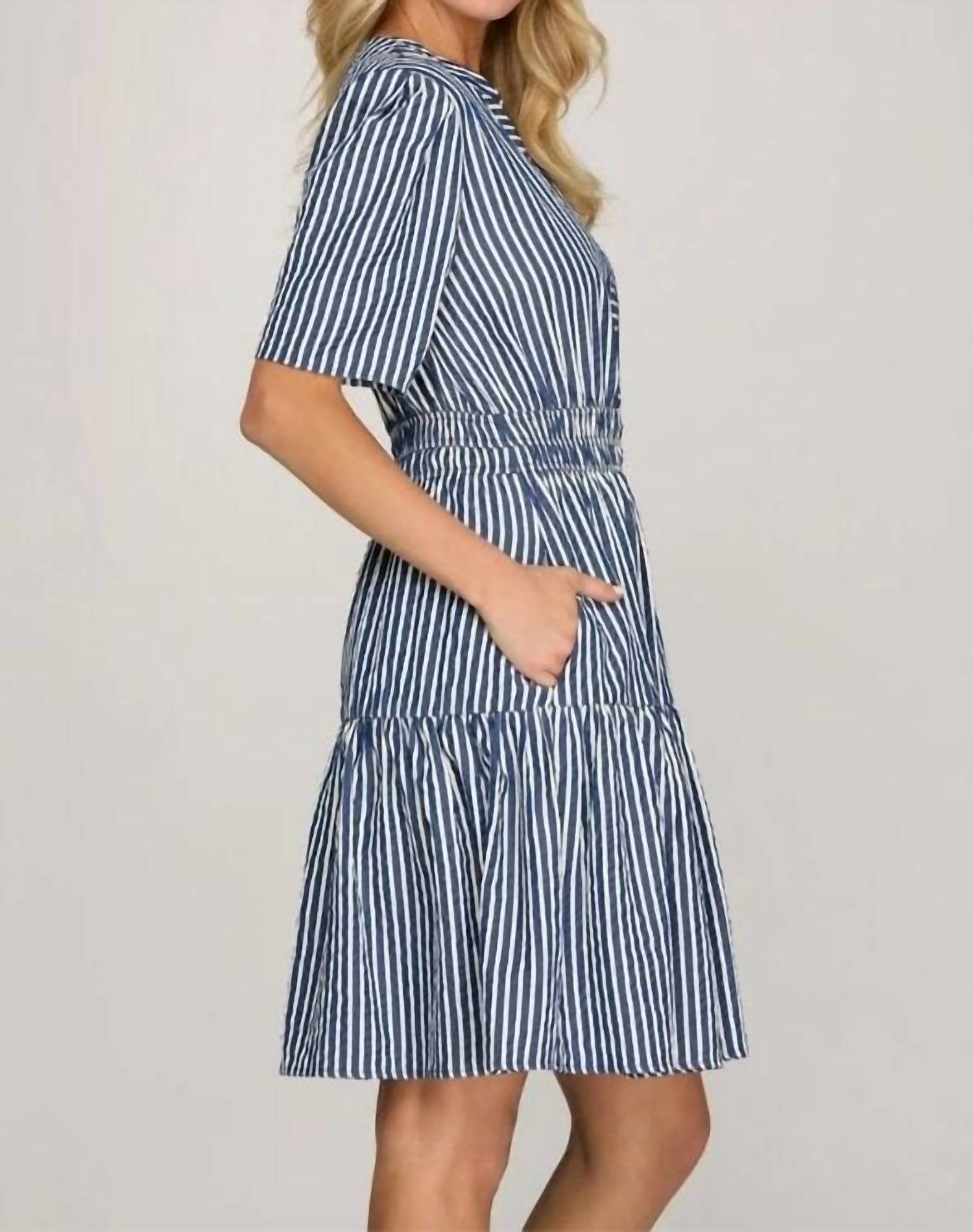 She + Sky - Striped Woven Dress