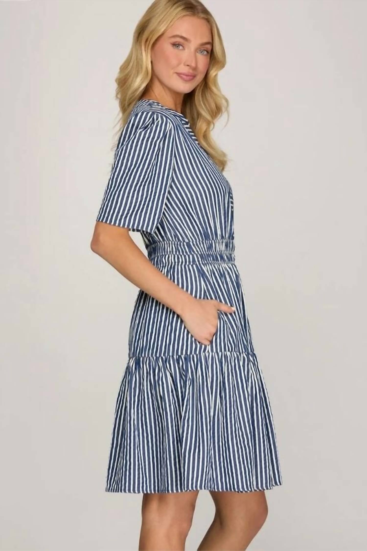 She + Sky - Striped Woven Dress
