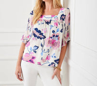 Karen Kane - Women'spetite Size Contrast Square Neck Top