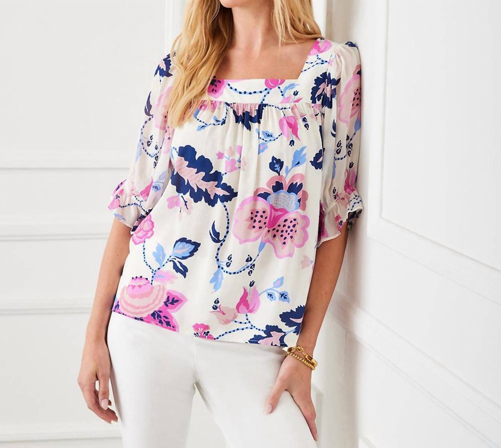 Karen Kane - Women'spetite Size Contrast Square Neck Top