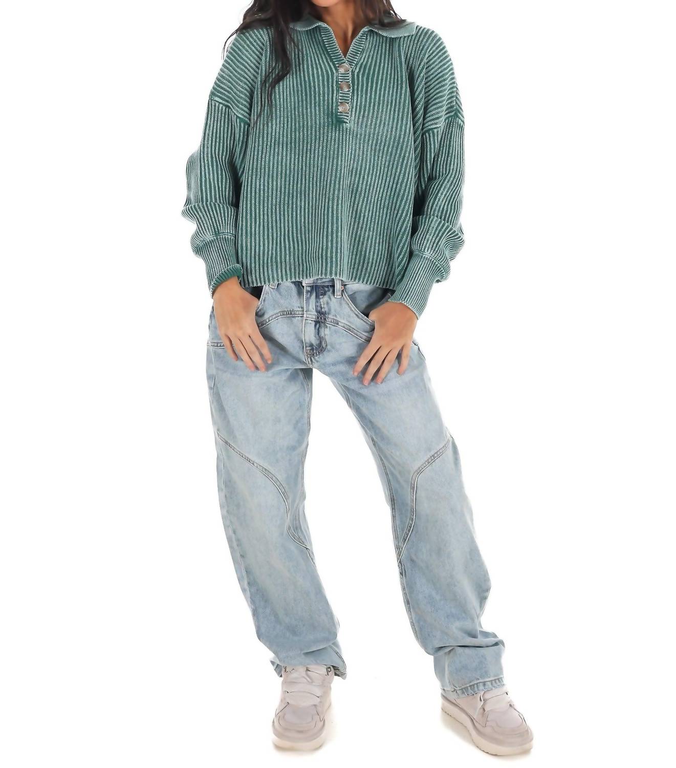 Zenana - Always on Point Collared Sweater