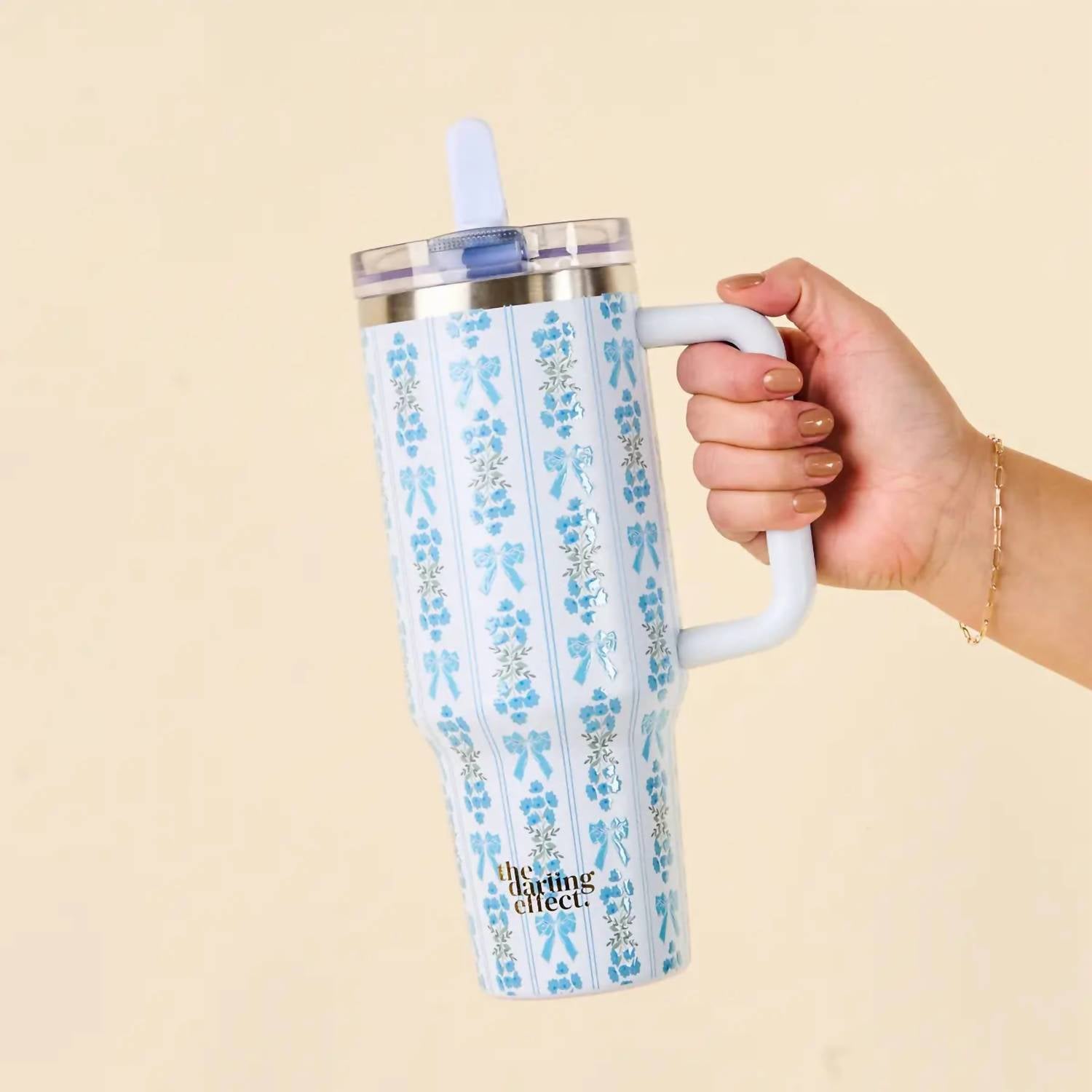 The Darling Effect - Pastel Bow Floral Tumbler - 40 Oz