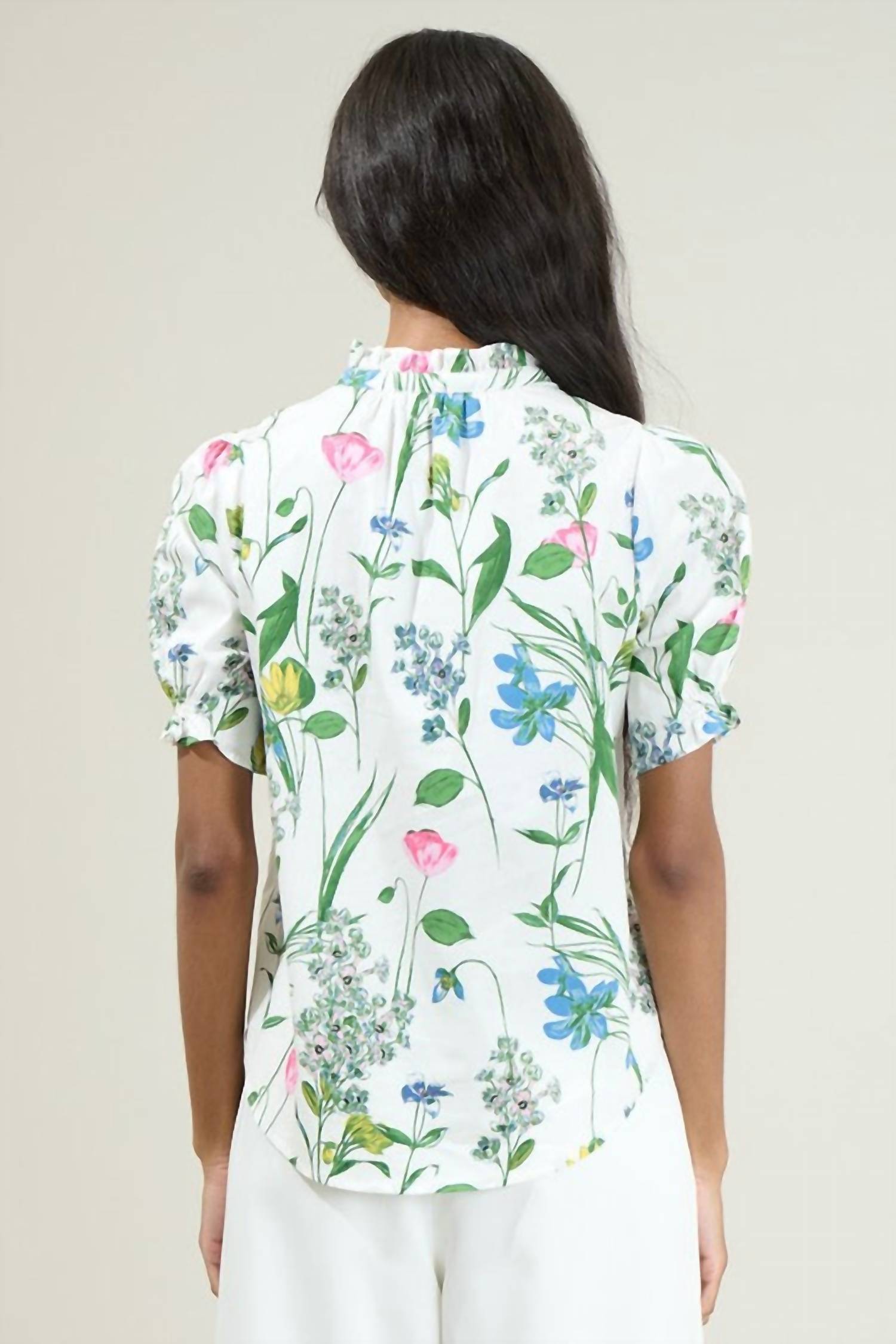 Sugarlips - Clove Garden Floral Puff Sleeve Top