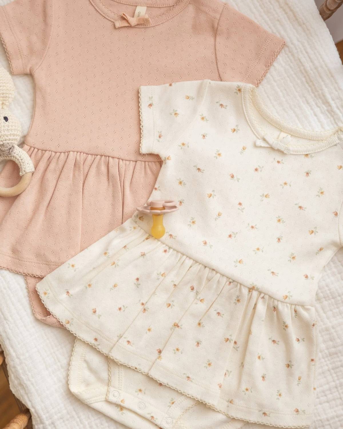 Quincy Mae - Girl's Pointelle Skirted Bodysuit