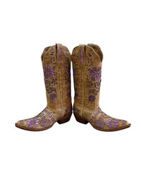 Johnny Ringo Women's A. Bison Orchid Pointed Toe Western Boots in tan - women's shoe - detail view
