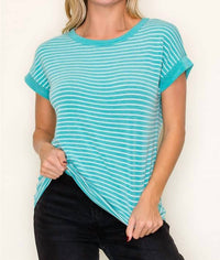 Staccato - Striped Crew Neck Short Sleeve Terry Top