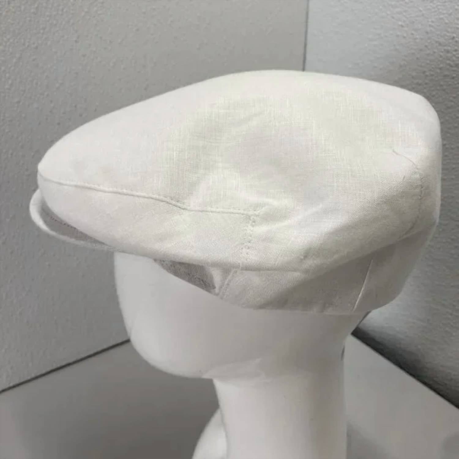 Capas Headwear Men’s Linen Newsboy Hat in white - men's hat - view 5