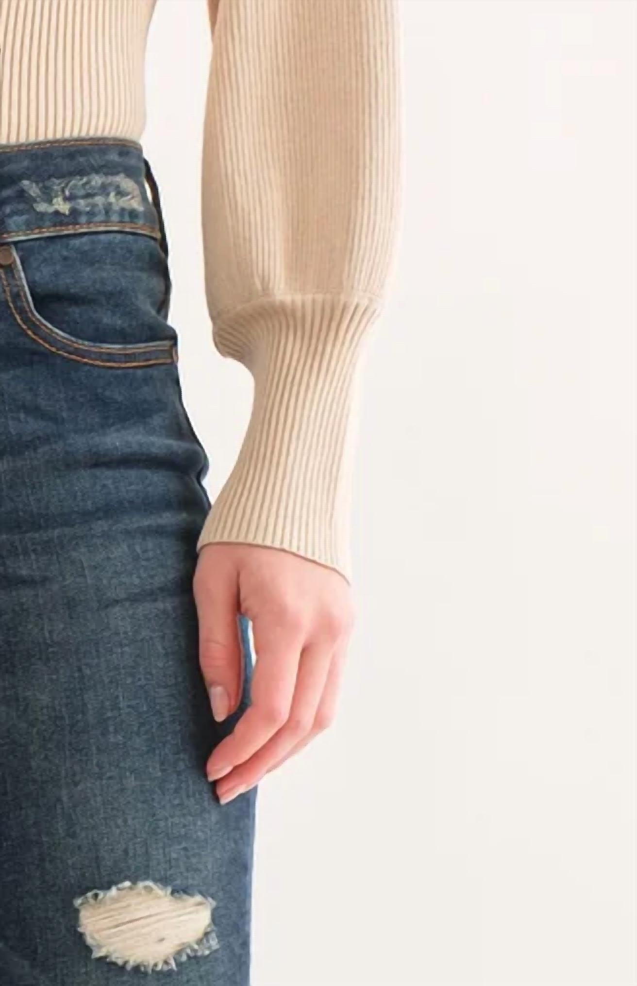 And The Why - Balloon Puff Sleeve Rib Bodysuit