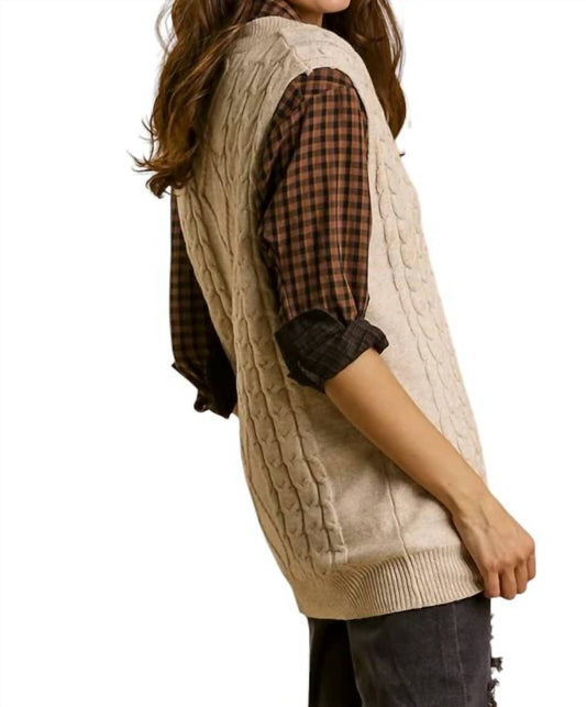 Umgee - Cable V-neck Sweater Vest