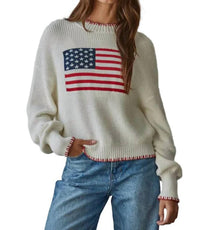 By Together - Knit American Flag Pullover Sweater