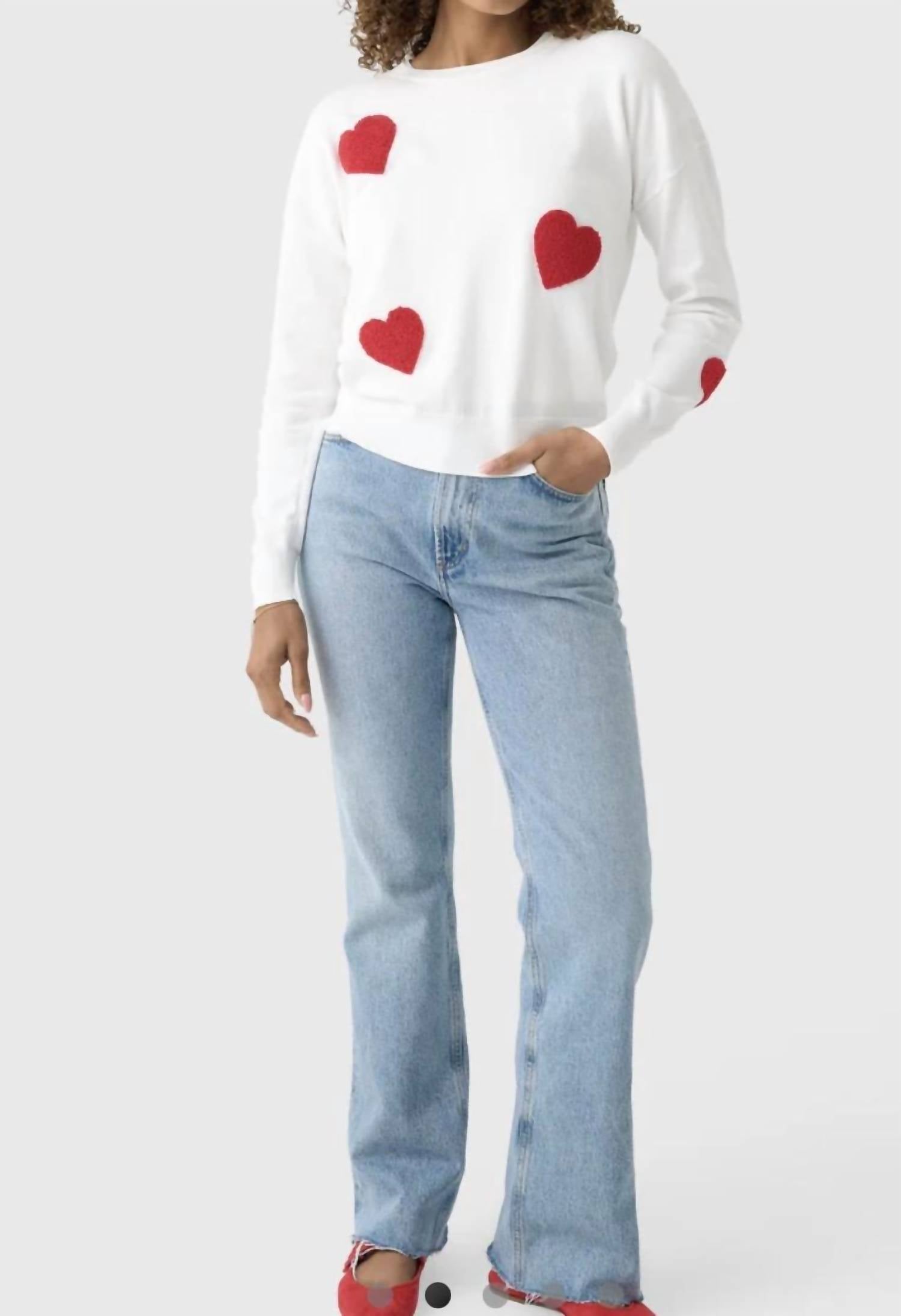 J. Society All Over Hearts Sweatshirt in white - women's top - view 4
