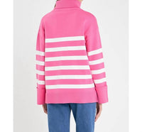 English Factory Striped Turtleneck Sweater in pink - women's cardigan - detail view