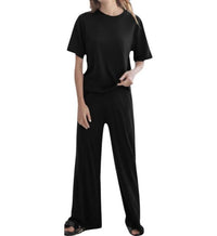 Things Between Modal Oversized Tee And Relaxed Fit Pants Lounge Set in black - women's sleepwear