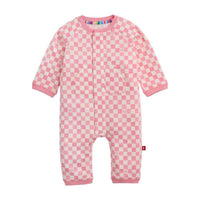 Magnetic Me - Kid's Checkerboard Brushed Fleece Romper
