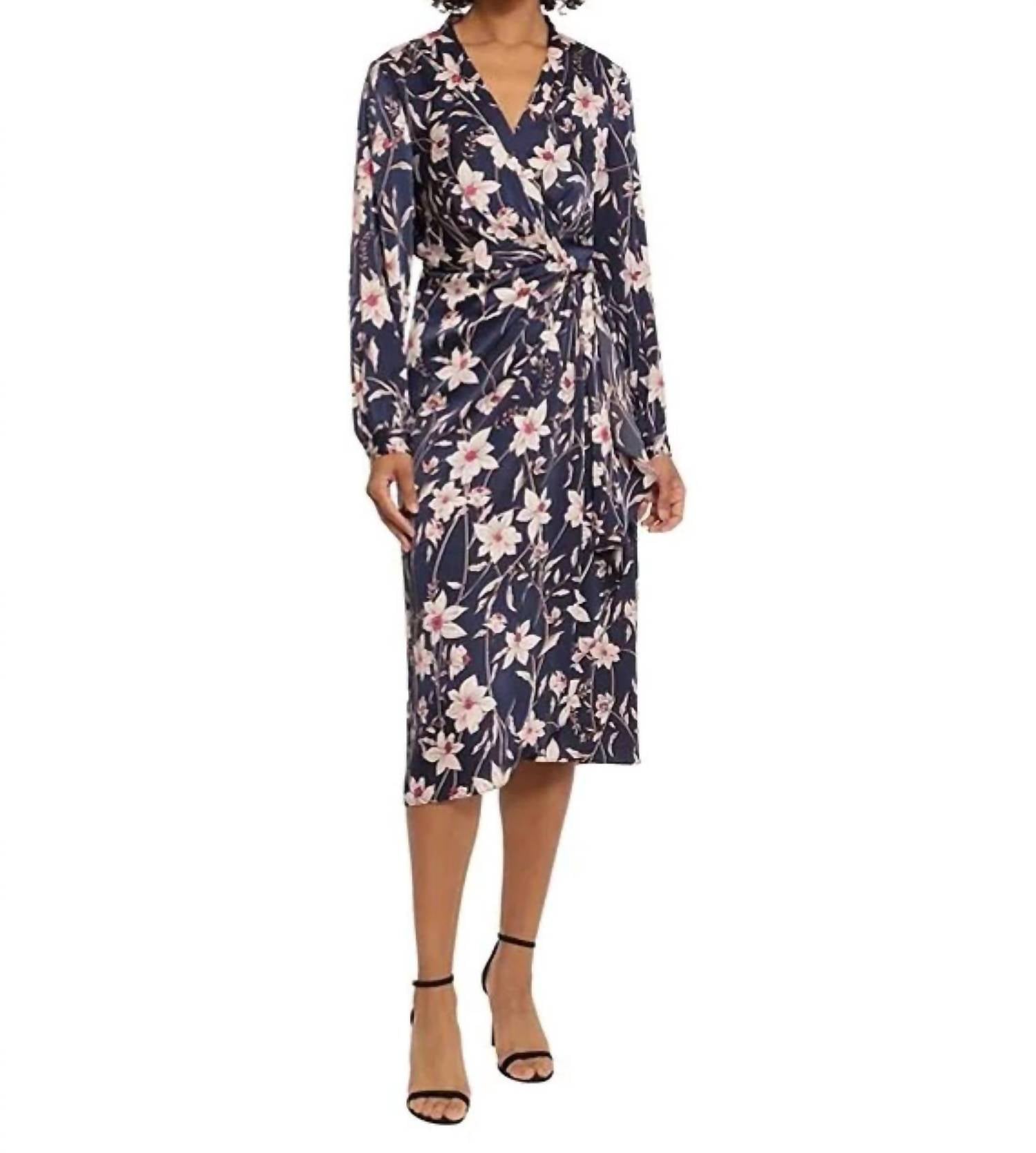 Long Sleeve Wrap Midi Dress
