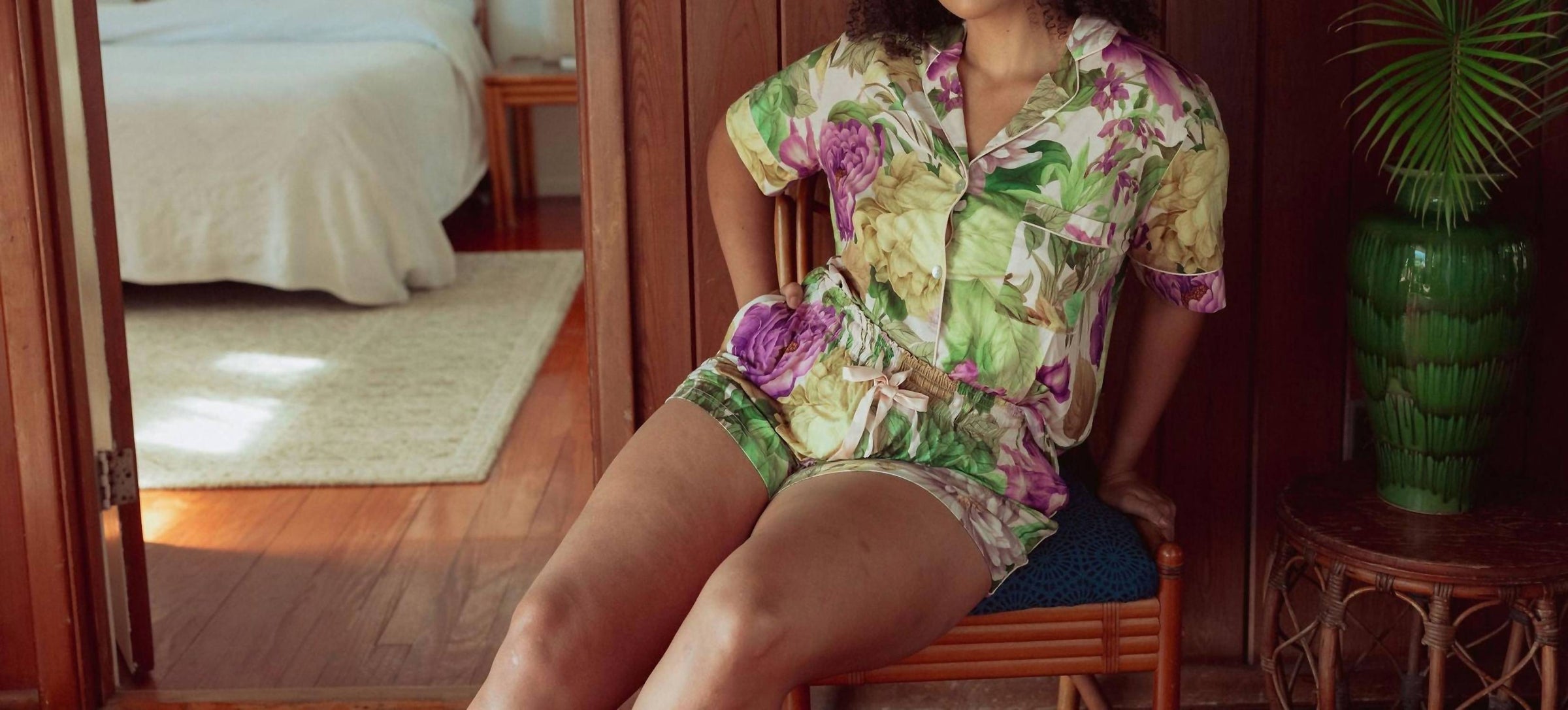 Kilo Brava Shorts Pajama Set in spring garden - women's intimate - alternate view
