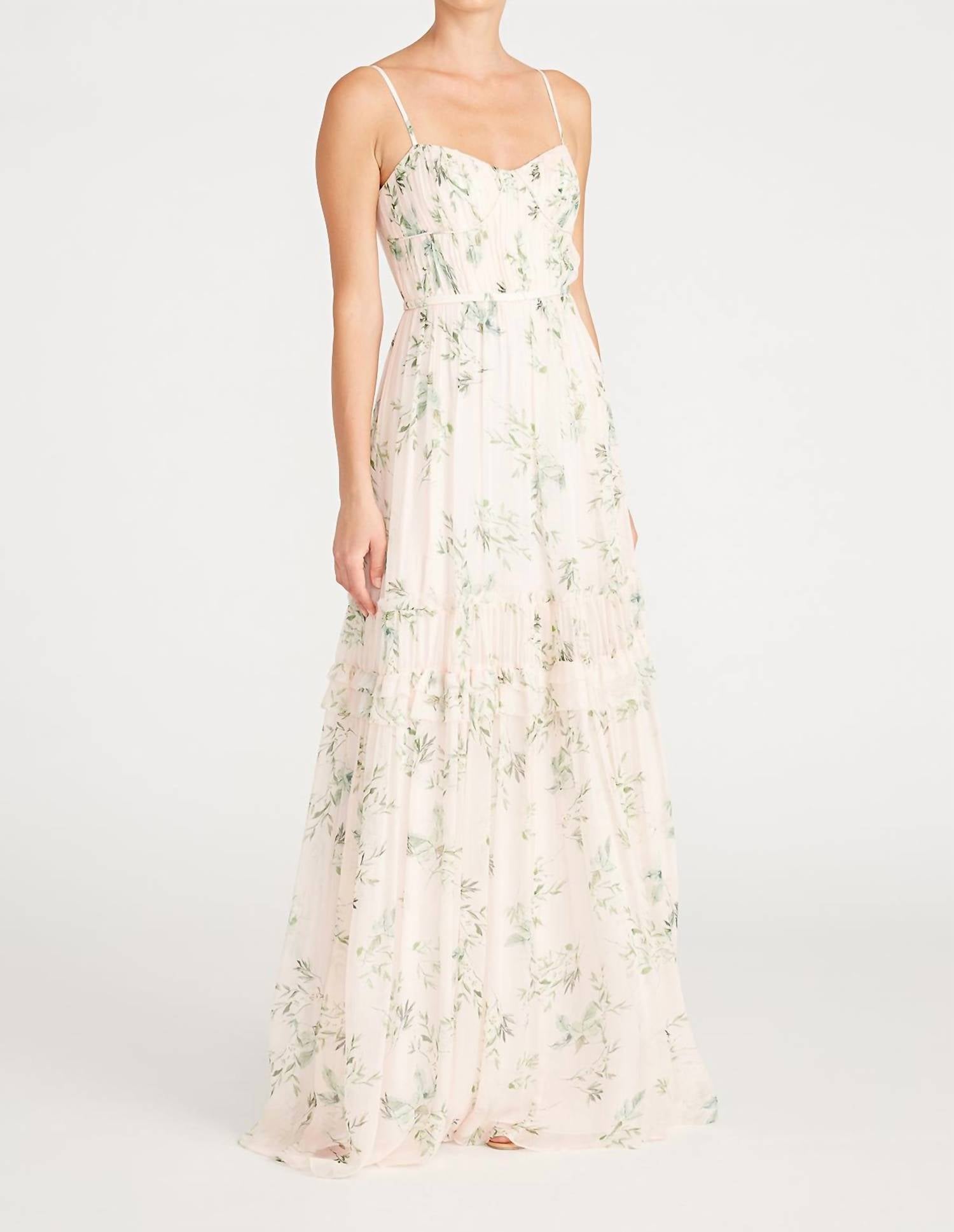 Monique Lhuillier - Cherry Blossom Chiffon Dress
