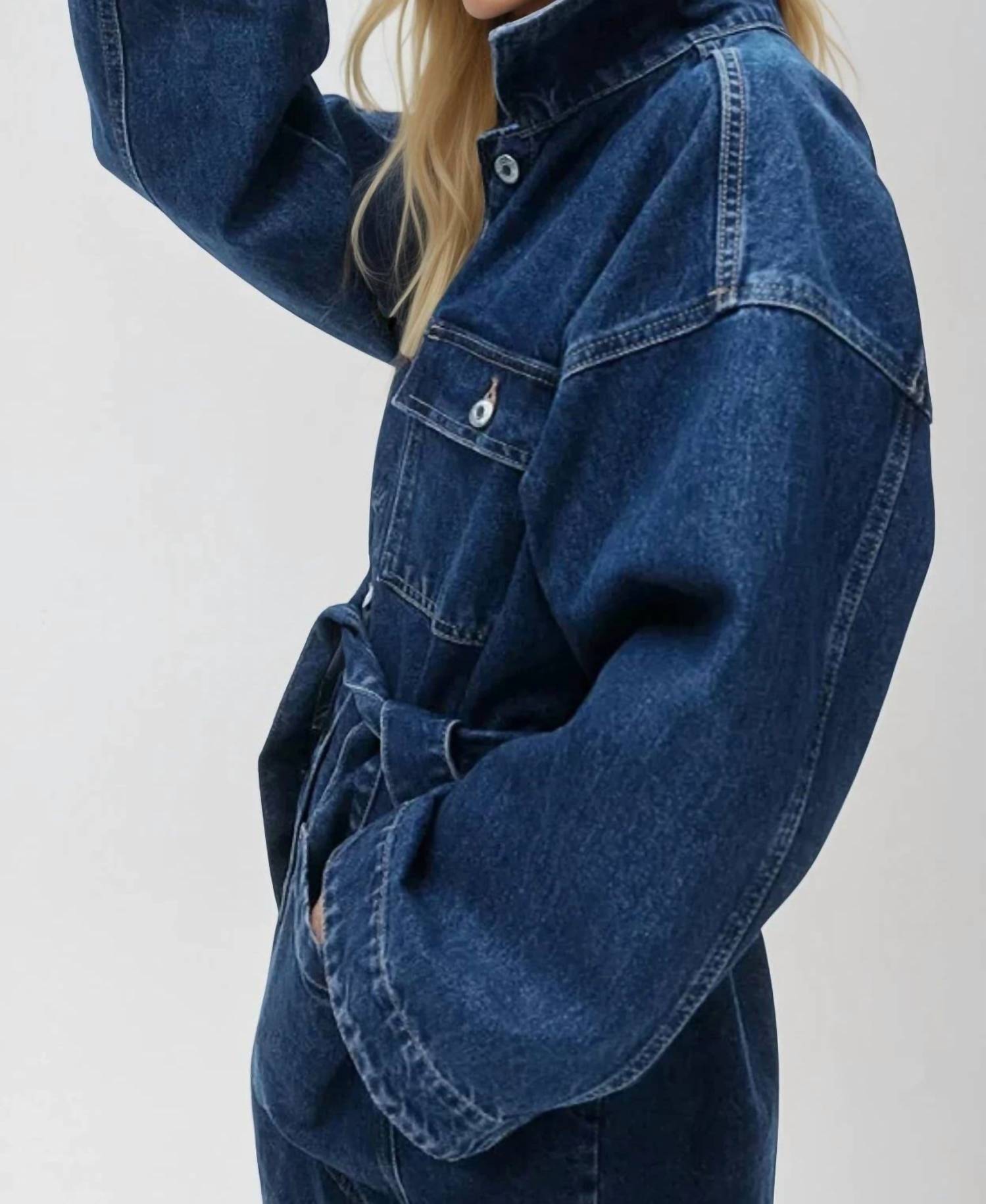 WISTERIA LANE Boho Oversized Jacket in dark denim - women's jacket