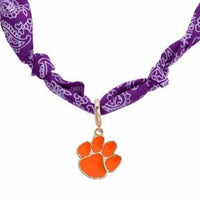 Canvas Style - Clemson Tigers Bandana Scarf Necklace With Logo Pendant