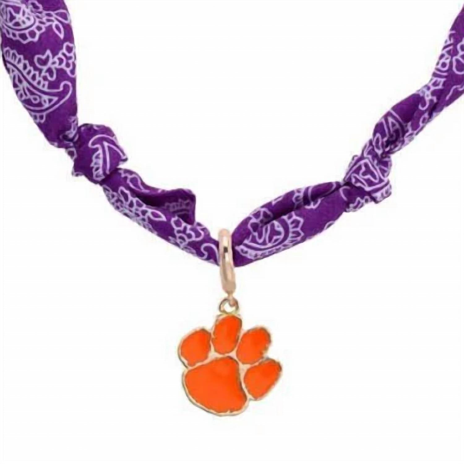 Canvas Style - Clemson Tigers Bandana Scarf Necklace With Logo Pendant