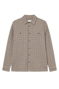 Les Deux John Check Long Sleeve Shirt in dark sand - men's shirt - alternate view