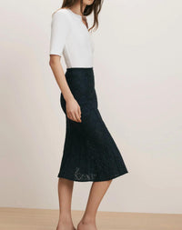Veronica Beard Massimo Skirt in navy - women's skirt - detail view