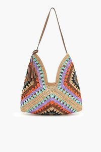 America & Beyond - Women's Raffia Hobo Bag