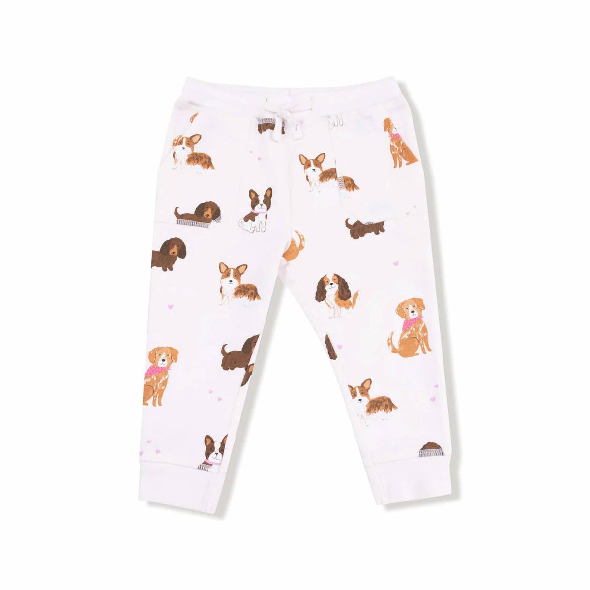 Angel Dear - Girl's French Terry Drop Sleeve Sweatshirt With Embroidered Dog Pocket And Jogger