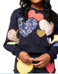 Queen Of Sparkles - Embroidered Hearts Sweatshirt