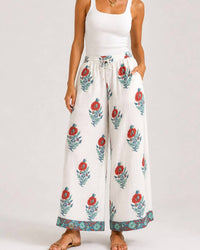 VICTORIA DUNN Millie Wide Leg Pants in poppy red - women's pants - detail view