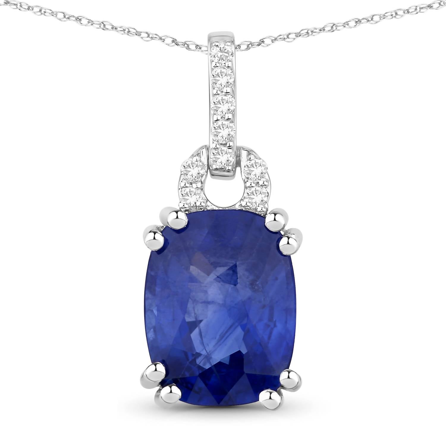 Diana M Jewels Women's Cushion Natural Sapphire Pendant Necklace (2.05 Ct) - Classic Plus in 18k white gold - women's jewelry