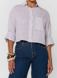 Velvet Heart - Cuffed Sleeve Crop Shirt