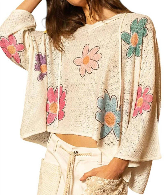 Pol - FLOWER PRINT HODDIE TOP