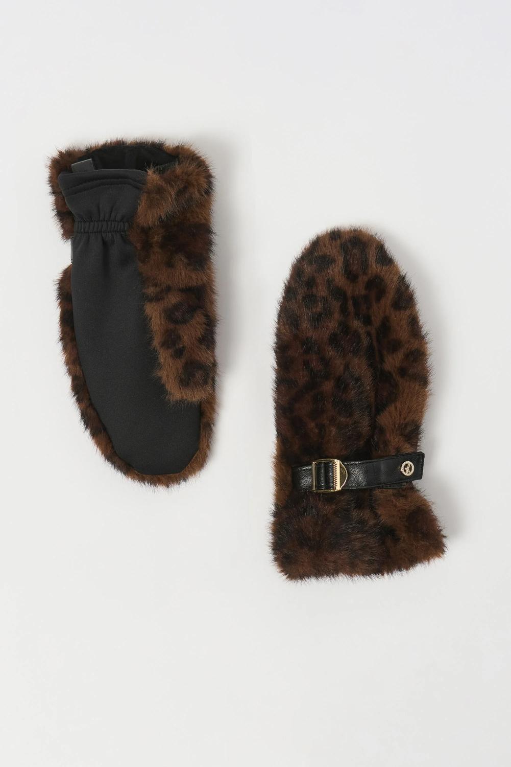 Joseph Ribkoff - Women's Animal Print Embellished Faux Fur Gloves