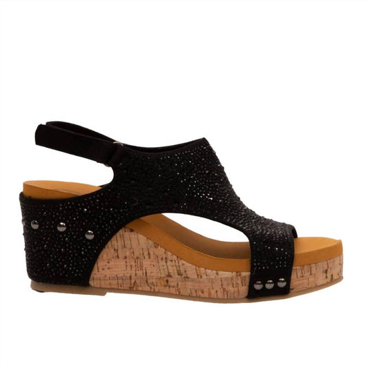 Makers - Women's Rhinestone Slingback Cork Wedge Sandals